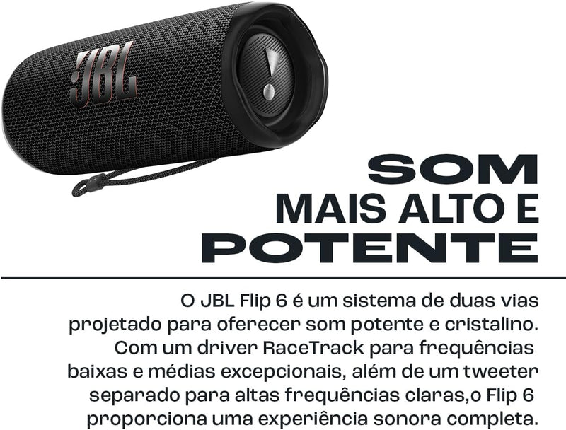 Caixa de Som Bluetooth JBL Flip 6 30W Preta - JBLFLIP6BLK